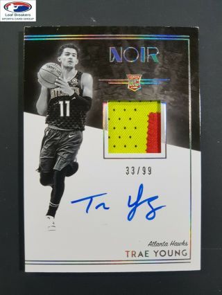 2018 - 19 Noir Trae Young Rookie Patch Auto Black & White 33/99 Hawks Rc Rpa [mj]