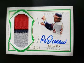 2019 Topps Definitive Green Parallel Rod Carew Patch Auto 10/10 D2