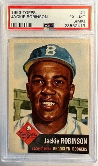 1953 Topps Jackie Robinson 1 Psa 6 (mk) Brooklyn Dodgers Baseball Card