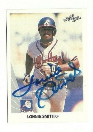 Lonnie Smith 1990 Leaf Autographed Auto Signed Card Braves