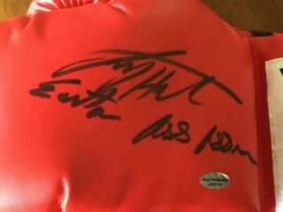 Larry Holmes signed boxing glove leaf authentics 2