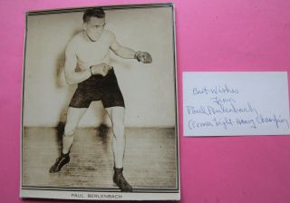 Boxing: Paul Berlenbach Autographed Card & Promo Photo