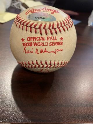 1978 Official Mlb World Series Baseball Yankees Signed Ron Davis W Case