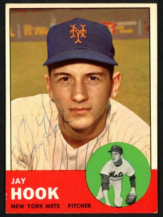 Jay Hook Autographed Signed 1963 Topps Card 469 York Mets Sku 149867