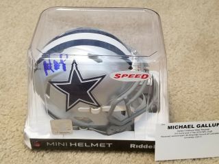 Tristar Autographed Mini Helmet Dallas Cowboys Michael Gallup W/ Case