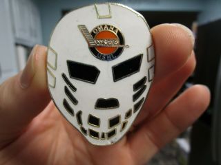 Vintage Omaha Lancers Ushl Hockey Mask Shaped Pin