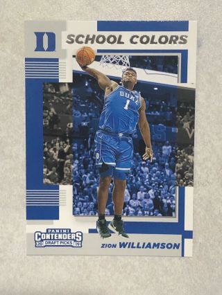2019 - 20 Panini Contenders Zion Williamson Rookie School Colors Rc Duke Pelicans