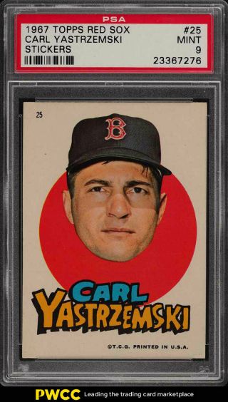 1967 Topps Red Sox Stickers Carl Yastrzemski 25 Psa 9 (pwcc)