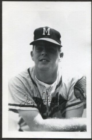 Taylor Phillips Autographed Vintage Milwaukee Braves Brace Postcard Size Photo