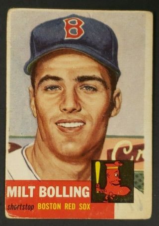 1953 Topps Baseball Card Milt Bolling 280 Gd - Vg Range Rc Bv $350