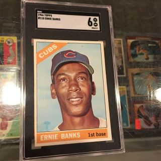 1966 Topps 110 Ernie Banks Chicago Cubs Baseball Card Ex/mt Sgc 6