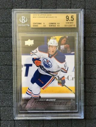 2015/16 Ud Upper Deck Connor Mcdavid Oilers Young Guns Rookie Rc Bgs 9.  5