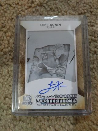 2017 - 18 Upper Deck The Cup Luke Kunin Rookie Masterpieces 1/1 Plate Auto Rc Wild