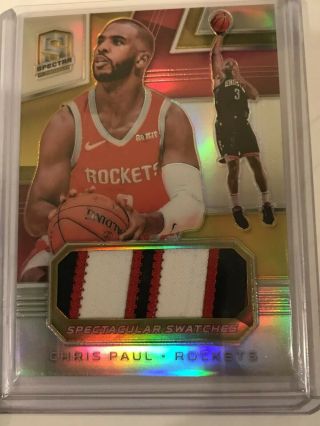 2018 - 19 Spectra Spectacular Swatches Patch Gold Prism Ss - Cpl Chris Paul /10