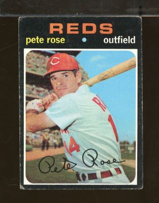 1971 Topps 100 Pete Rose Cincinnati Reds Vg - Ex (ju19)