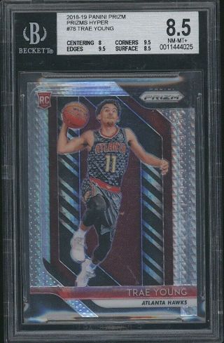 2018 - 19 Prizms Hyper Trae Young Rc/rookie Hypersilver Hawks Bgs 8.  5