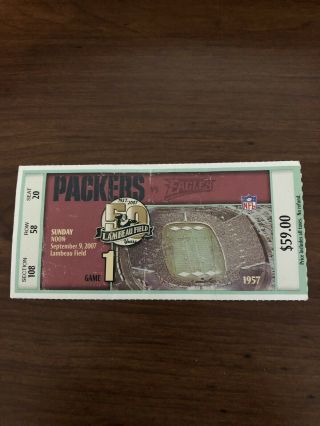 Lambeau Field Turns 50 Years Old/green Bay Packers/ticket Stub/2007/brett Favre