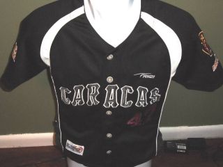 Leones Del Caracas 47 Sewn Button Up Baseball Jersey Size Youth Large