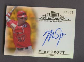 2013 Topps Tribute Inkable Mike Trout Angels Auto 12/15