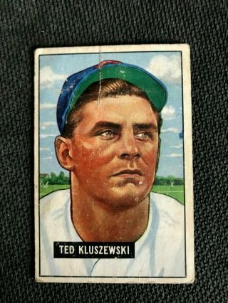 1951 Bowman Set Break 143 Ted Kluszewski Cincinnati Reds Baseball Card