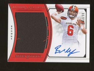 2018 National Treasures Baker Mayfield Browns Rc Jersey Auto 3/99
