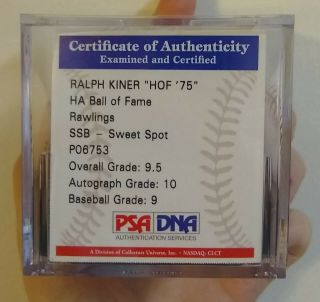 Ralph Kiner Pittsburgh Pirates Autographed Baseball PSA/DNA 4