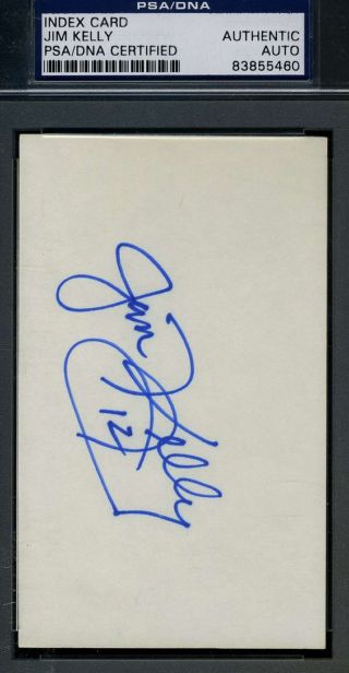 Jim Kelly Psa/dna Certified 3x5 Index Card Signed Authentic Autograph