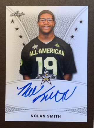 Nolan Smith Georgia Bulldogs Football 2019 Leaf All - American Tour Autograph Rc