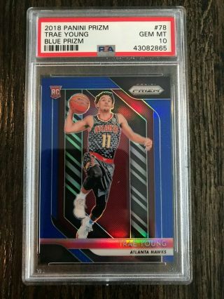 Psa 10 2018 - 19 Panini Prizm Trae Young Blue Rookie Refractor Hawks Rc /199