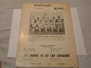 Rare 1963 Okinawa Football Program Sukiyaki Bowl,  A.  F.  Hawks Vs 1st Cav Dsp