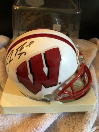 Barry Alvarez Joe Thomas Autographed Mini Football Helmet Signed Badgers Auto