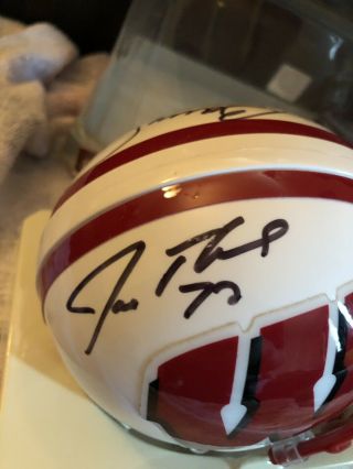 Barry Alvarez Joe Thomas Autographed Mini Football Helmet Signed Badgers Auto 4