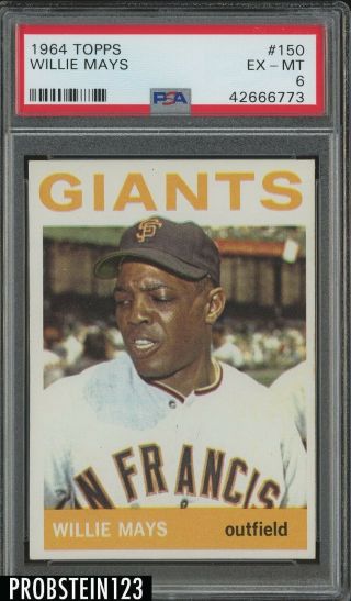 1964 Topps 150 Willie Mays San Francisco Giants Hof Psa 6 Ex - Mt