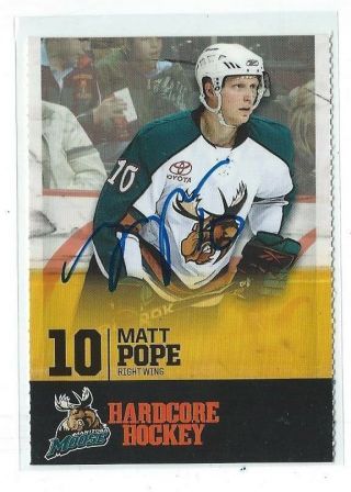 Matt Pope Signed 2009/10 Manitoba Moose Team Issued Card
