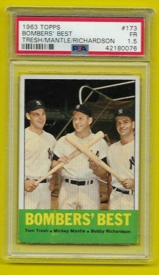 1963 Topps Bombers Best Mickey Mantle Ny Yankees 173 ⭐️