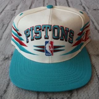 Vintage Detroit Pistons Snapback Hat Cap By Logo Athletic
