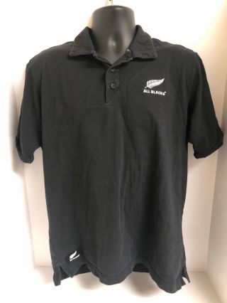 Adidas All Blacks Heavyweight Embroidered Zealand Rugby Polo Shirt Mens Lrg