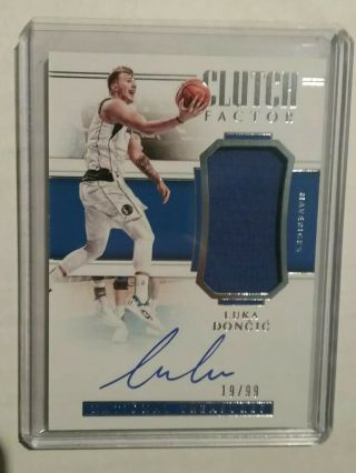 2018 - 19 National Treasures Luka Doncic Clutch Factor Rc Jersey Auto /99