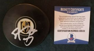 Marc Andre Fleury Vegas Knights Signed Puck Bas Beckett 100 Authentic Auto