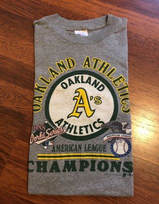 Vintage 80s Oakland A’s Athletics Mlb World Series Championship T - Shirt Mens M