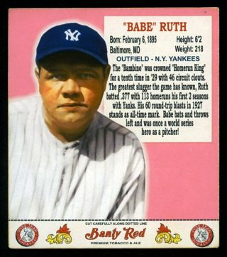 Banty Red Man Pouch Inserts " 1930 " Babe Ruth,  York Yankees Debut