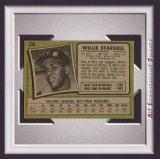 1971 Topps WILLIE STARGELL 230 EX - MT baseball card for your set SD 2