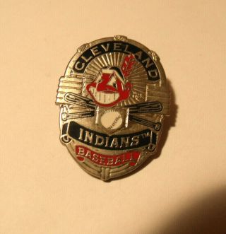 Cleveland Indians Police Badge Style Chief Wahoo Metal Lapel Pin 1 1/4 " Tall