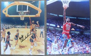 Nba Legends Wilt Chamberlain 7 Michael Jordan Autograph Color Photos Hall Of Fa