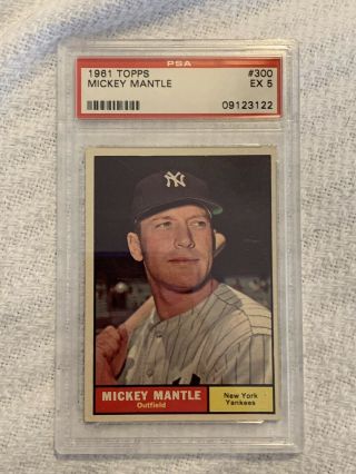 1961 Topps 300 Mickey Mantle York Yankees Hof Psa 5 Ex
