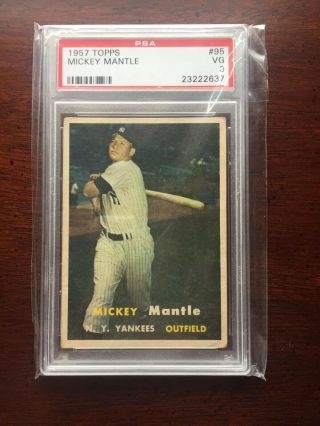 1957 Topps Centered Mickey Mantle York Yankees 95 Baseball Card
