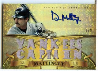 Don Mattingly 2013 Topps Triple Threads Autograph Relics Yankees Captain /9 Ag18