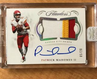 2018 Flawless Patrick Mahomes Ii Encased 3clr Jersey Patch Auto 05/20