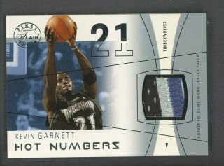2003 - 04 Fleer Flair Final Edition Hot Numbers Kevin Garnett 3 - Color Patch /58