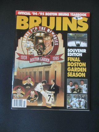 1994 - 95 Boston Bruins Yearbook Final Season Garden Bourque - Orr - Esposito